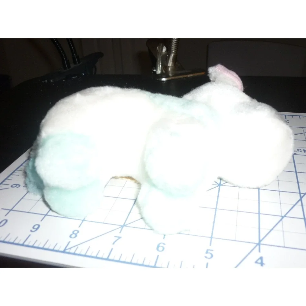 Vintage Dakin Baby Things Cow Plush Rattle Mint Green White 1980s NEW‎ WITH TAGS